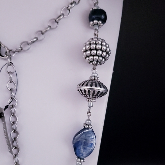 NWT Chicos Multi Media Silver Tone Beaded Charm Necklace - Picture 3 of 6